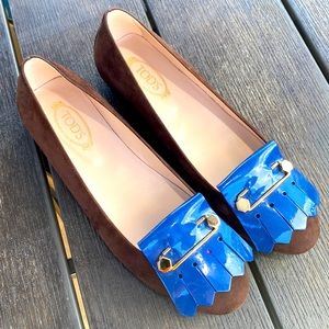 Tod’s brown suede loafers, made in Italy, womens size 8